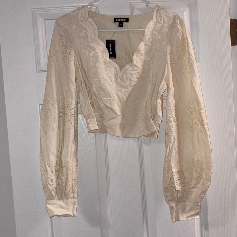 Express Beige Long-Sleeve Top